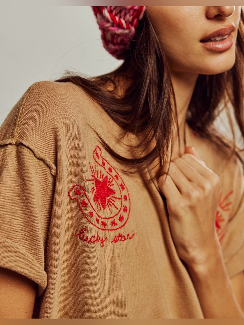 NWT Free People We The Free Horsin' Around Tee - horse shoe combo Brown - L, XL - Picture 7 of 11